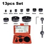 Holesaw Kit Set 13 Pcs – Mata Bor untuk Kayu, Pipa PVC & Gypsum
