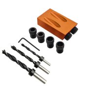 Dowel Jig Pocket Hole Set 14 Pcs Alat Bor Sambungan Kayu Woodworking Drill Kit - Image 2