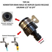 Adaptor Konektor Selang Air Quick Release 1/2–3/4 Inch untuk Keran - Image 5