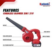 Blower Baterai Cordless 2in1 Vacuum Tiup Hisap Debu Dryer Angin Portable - Image 2