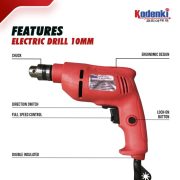 Kodenki Electric Drill 10mm Mesin Bor Besi Kayu Triplek Dua Arah Reversible Power Drill - Image 2