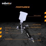 Sabetzu Spray Gun HVLP Tabung Atas 125ml / 600ml Alat Semprot Cat Angin Air Spray Gun - Image 2