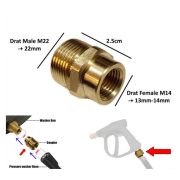Adaptor Nepel M14 Female ke M22 Male – Konverter Jet Cleaner