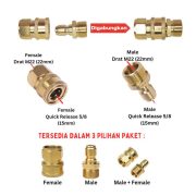Adaptor Nepel Coupler Quick Release Jet Cleaner M22 Sambungan Mesin Selang