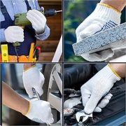 Sarung Tangan Kerja Benang Rajut Putih Bintik Dot Tebal Tidak Licin Serbaguna Glove - Image 6